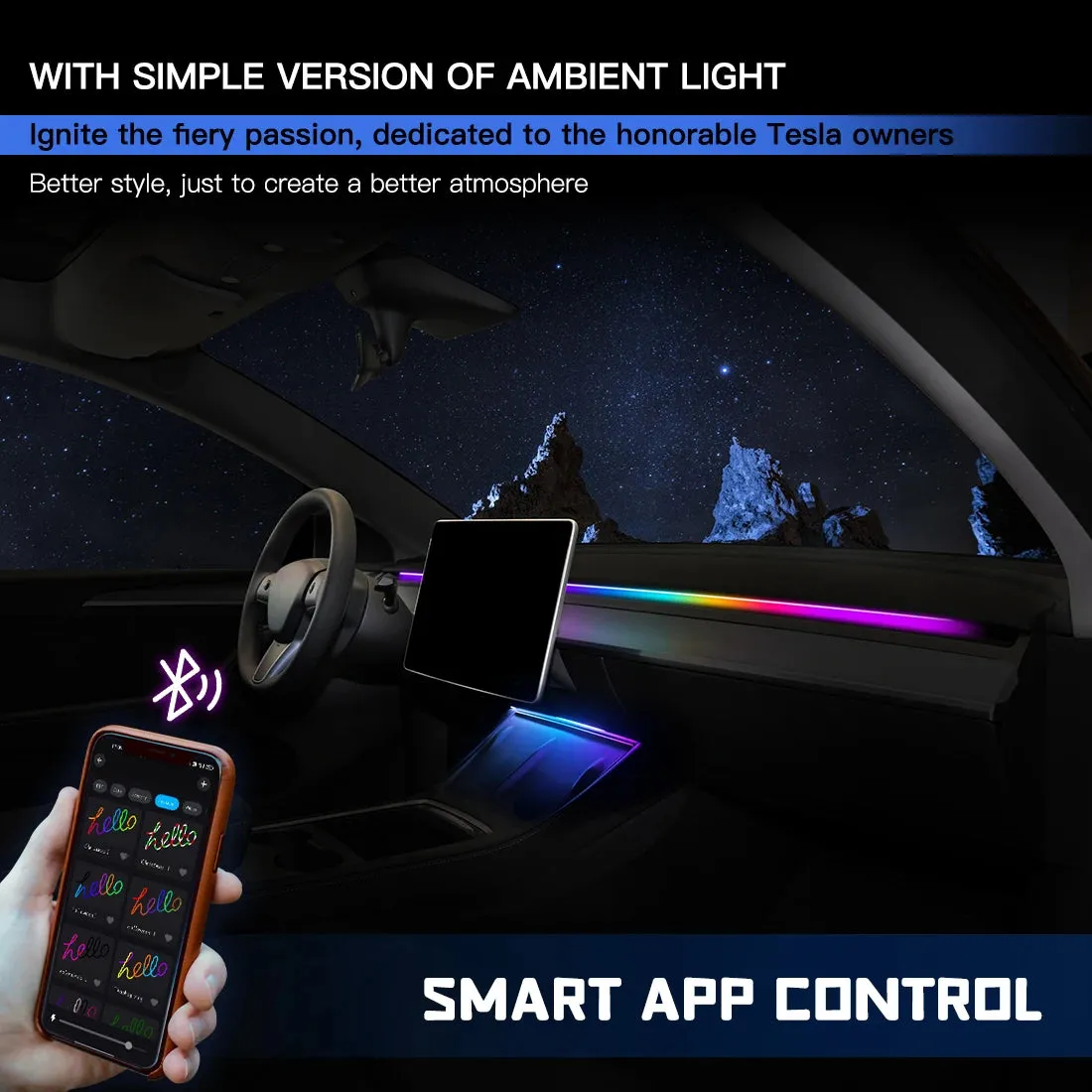 Car Ambient Lights with Auto-Off USB Expansion RGB Symphony 55"