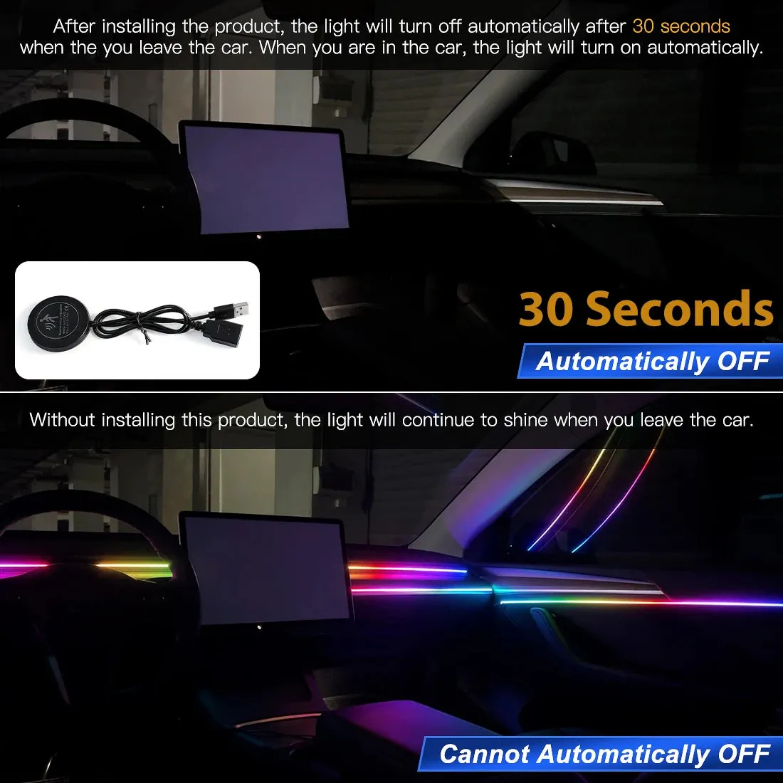 Car Ambient Lights with Auto-Off USB Expansion RGB Symphony 55"