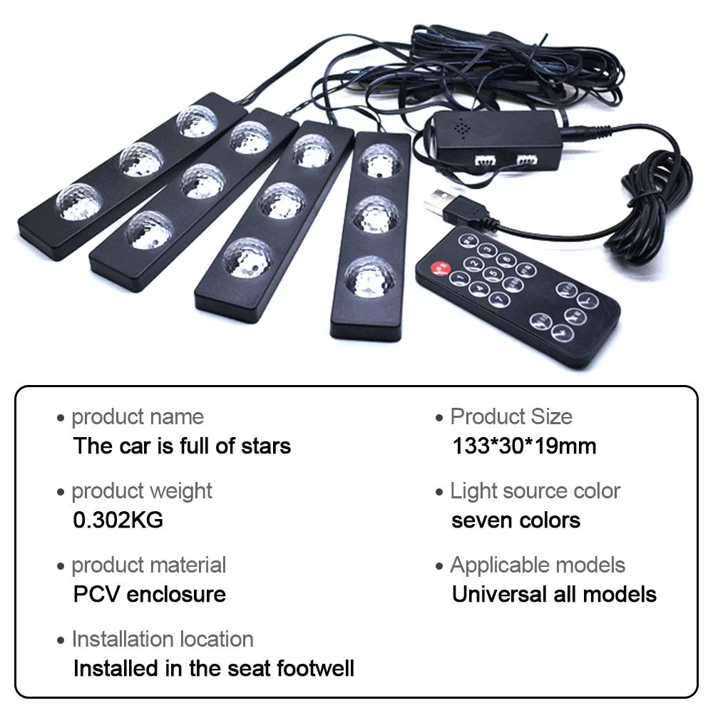 Car LED Ambient Interior Lights | 4 Packs