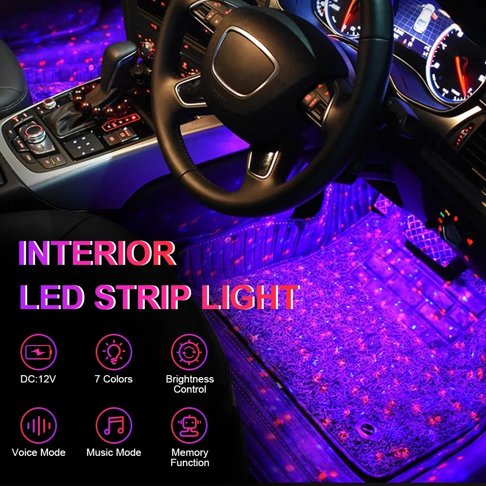 Car LED Ambient Interior Lights | 4 Packs