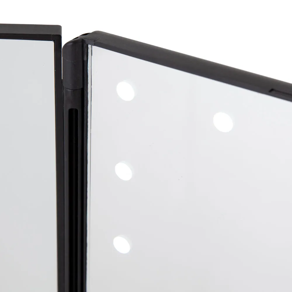 Carmen Illuminated 3 Panel Mirror with LEDs  - Black