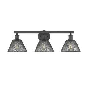Carver 3-Light Bath Vanity in Matte Black with Mesh Shades