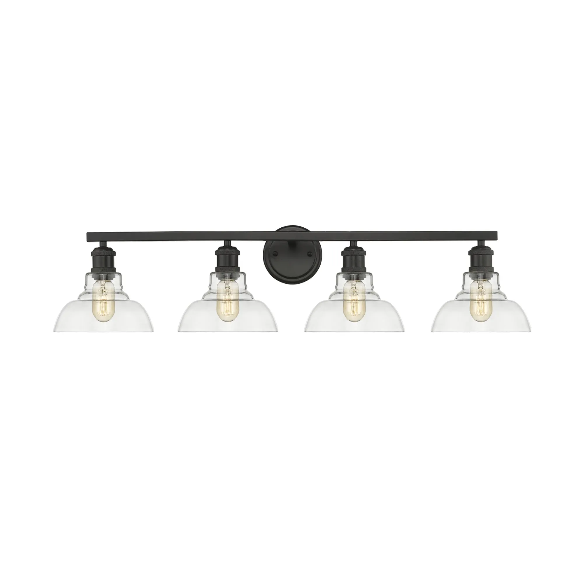 Carver 4-Light Bath Vanity in Matte Black with Clear Glass Shades