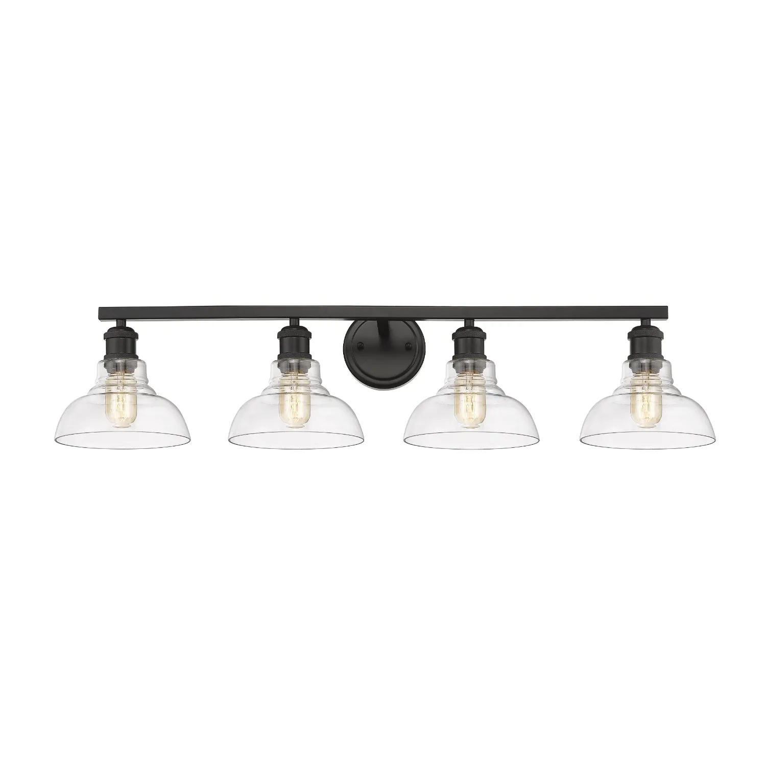 Carver 4-Light Bath Vanity in Matte Black with Clear Glass Shades