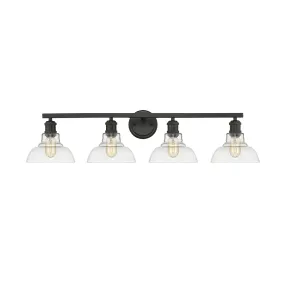 Carver 4-Light Bath Vanity in Matte Black with Clear Glass Shades