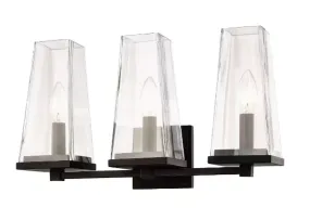 Chaminet 3-Light Aged Bronze Vanity Light with Glass Shade