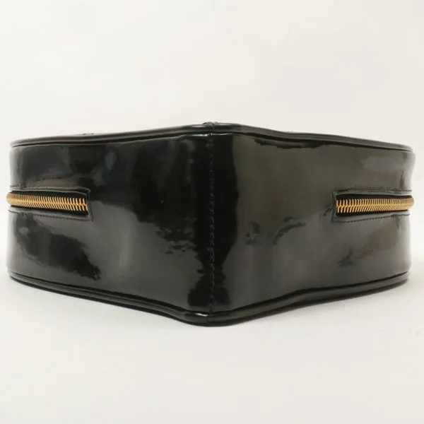 Chanel Around 1995 Made Patent Heart Cc Mark Stitch Vanity Black