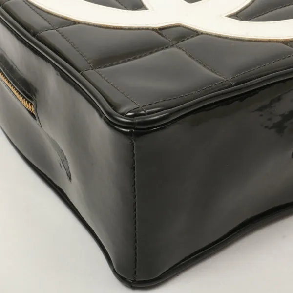 Chanel Around 1995 Made Patent Heart Cc Mark Stitch Vanity Black