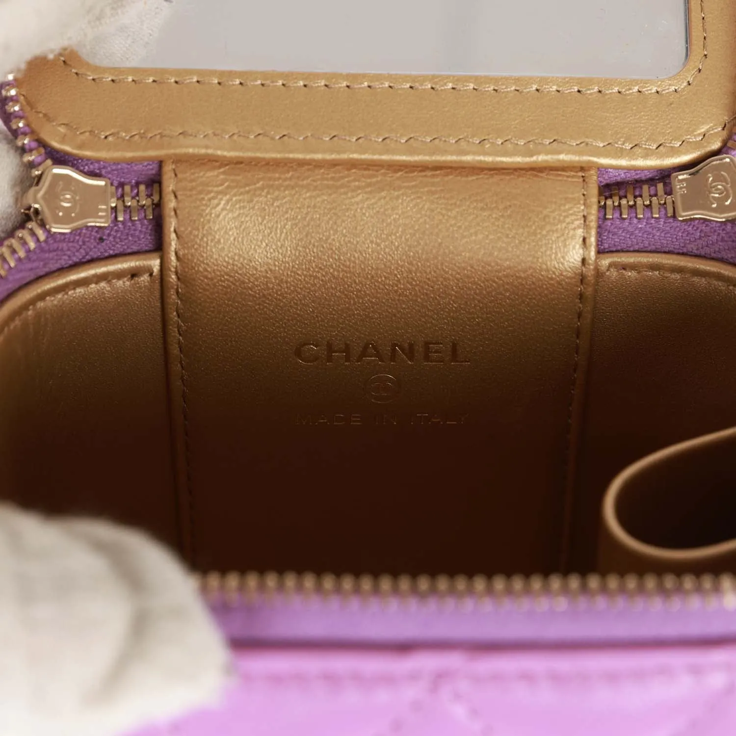 Chanel Small Classic CC Vanity Case Purple Lambskin Gold Hardware