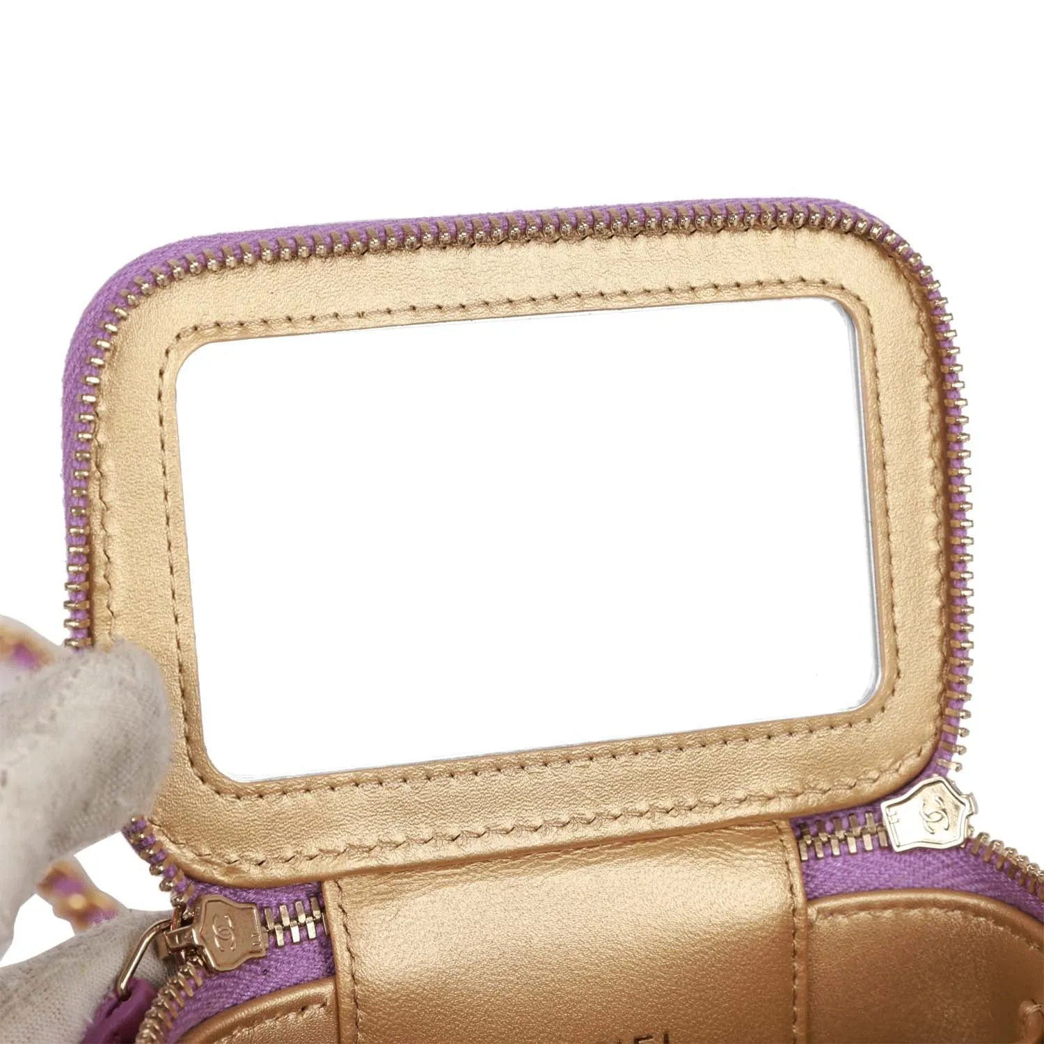 Chanel Small Classic CC Vanity Case Purple Lambskin Gold Hardware