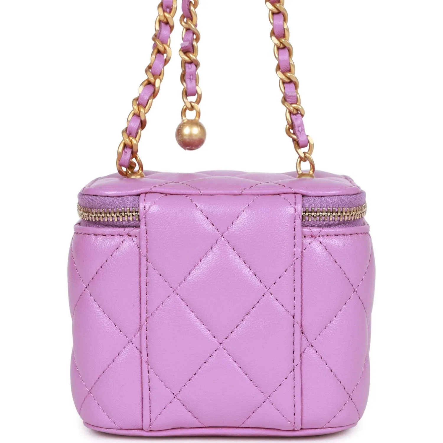 Chanel Small Classic CC Vanity Case Purple Lambskin Gold Hardware