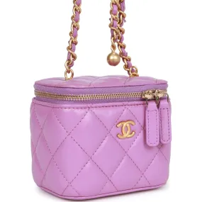 Chanel Small Classic CC Vanity Case Purple Lambskin Gold Hardware