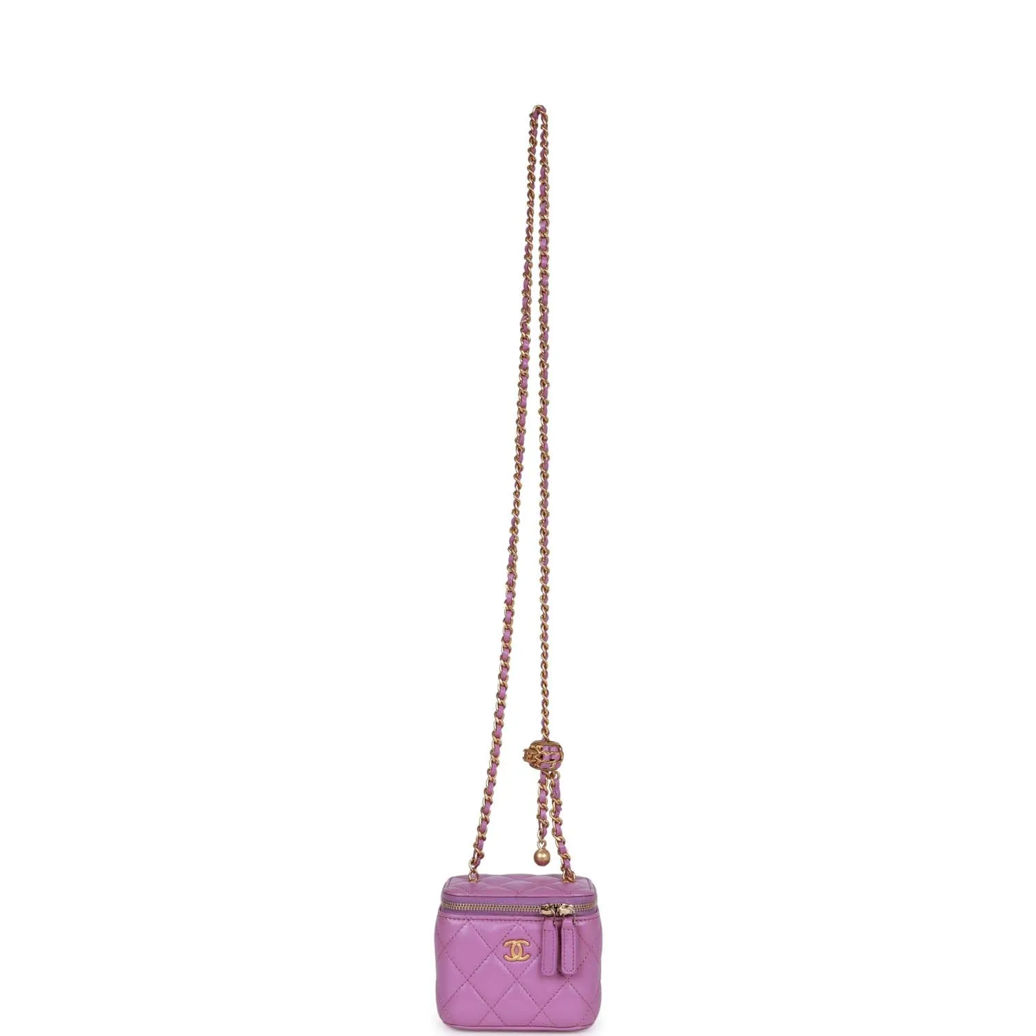 Chanel Small Classic CC Vanity Case Purple Lambskin Gold Hardware