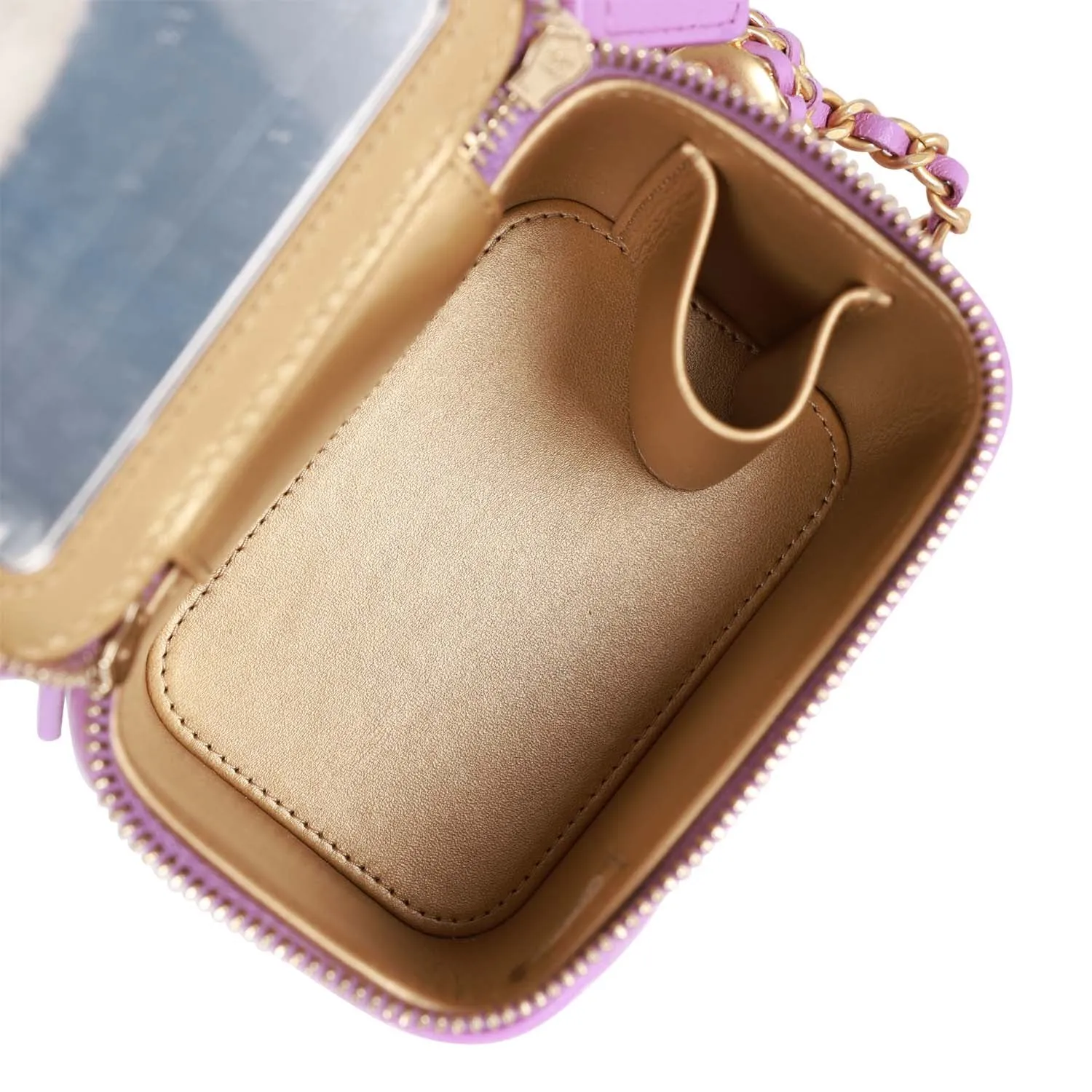 Chanel Small Classic CC Vanity Case Purple Lambskin Gold Hardware