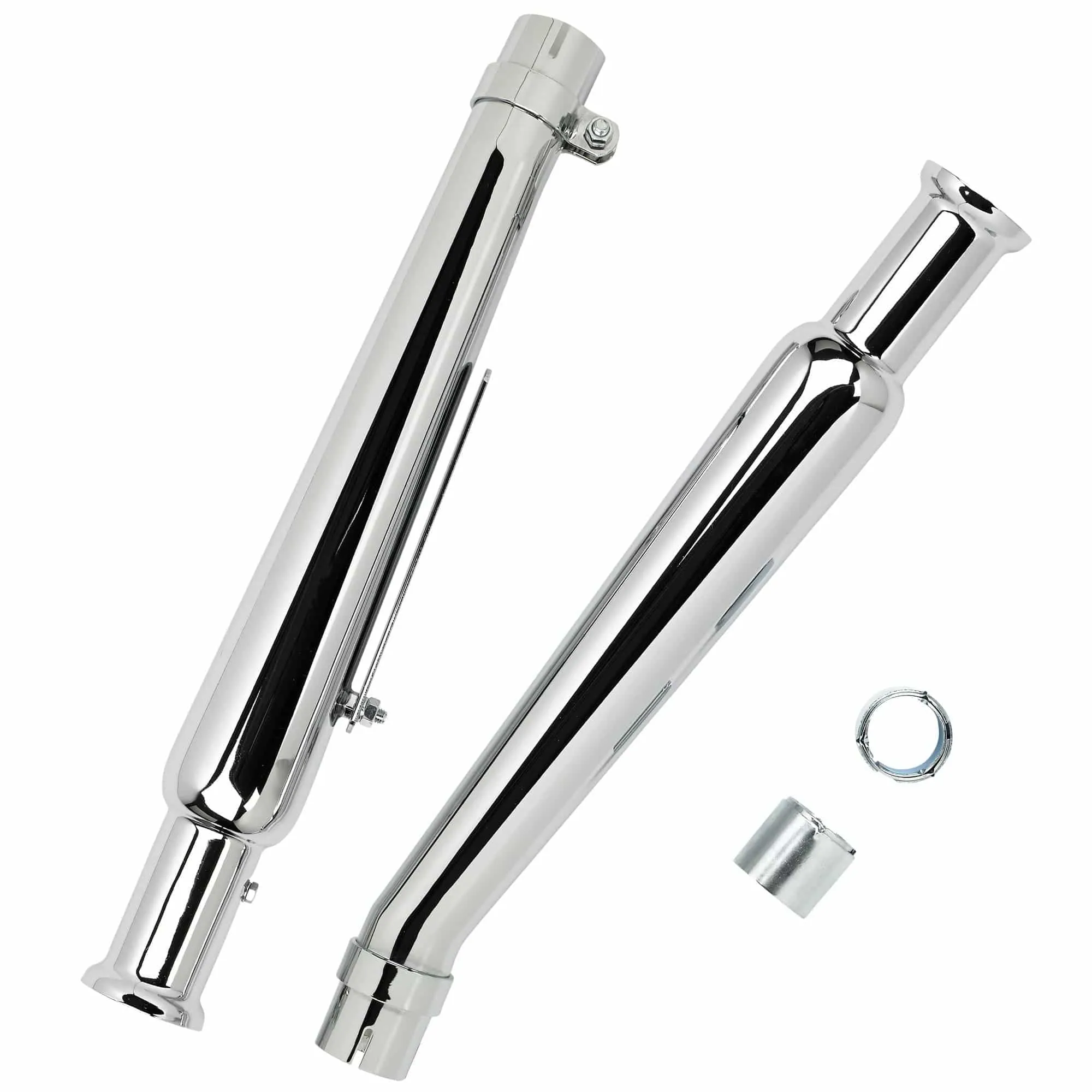 Cocktail Shaker Mufflers - Upswept - Left and Right Side - for 1-1/2 to 1-3/4 inch Exhaust Pipes