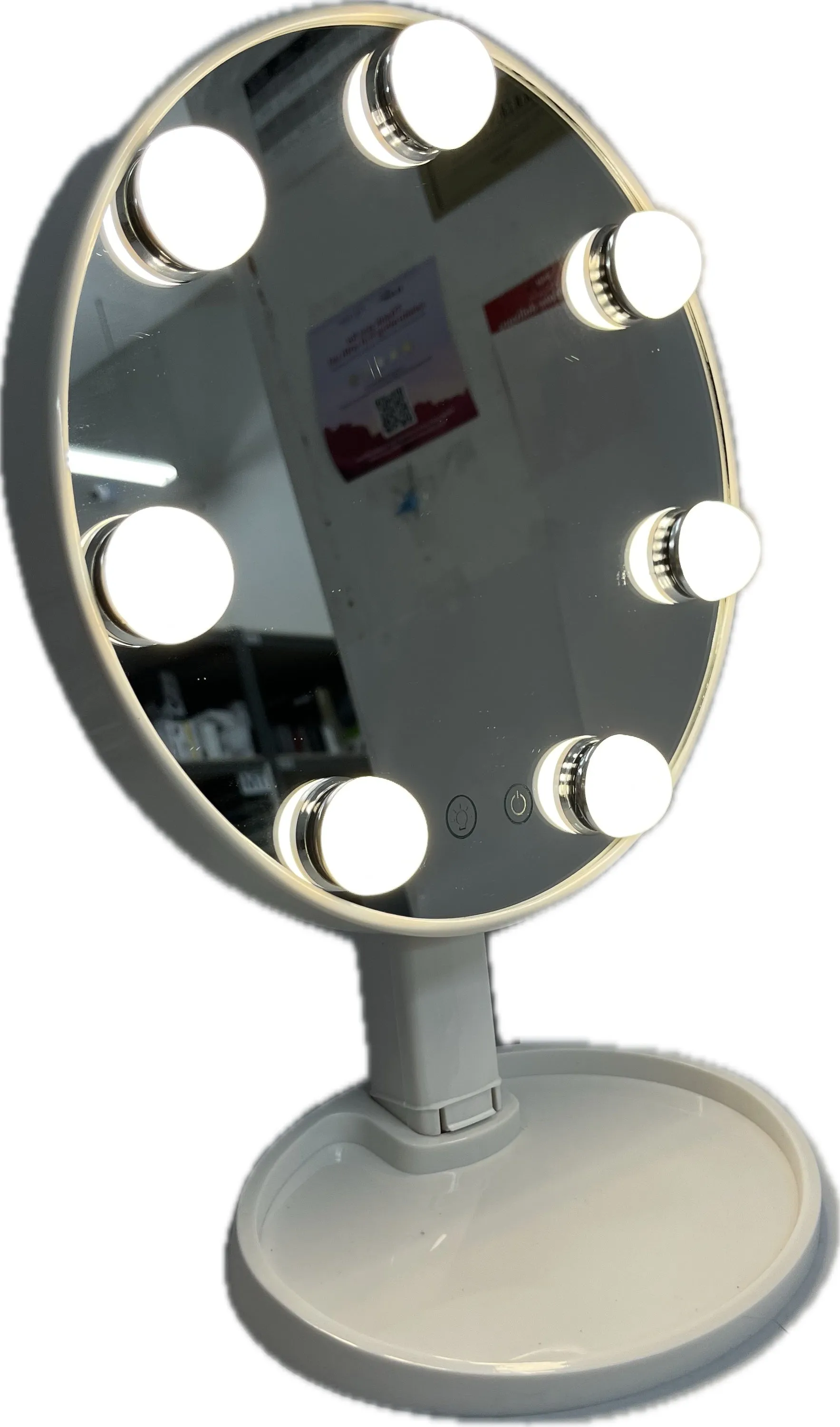 Cosmetic Mirror With LED Bulb Round