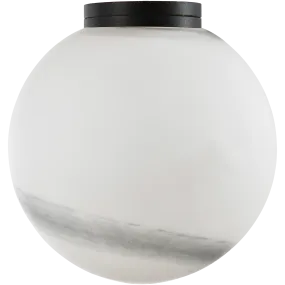 Crest Orb 120mm IP44 Wall Light Black with Alabaster