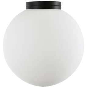Crest Orb 120mm IP44 Wall Light Black with Opal