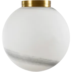 Crest Orb 120mm IP44 Wall Light Brass with Alabaster