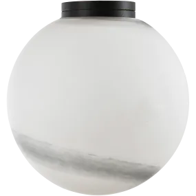 Crest Orb 140mm IP44 Wall Light Black with Alabaster