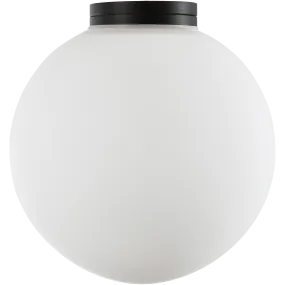 Crest Orb 140mm IP44 Wall Light Black with Opal