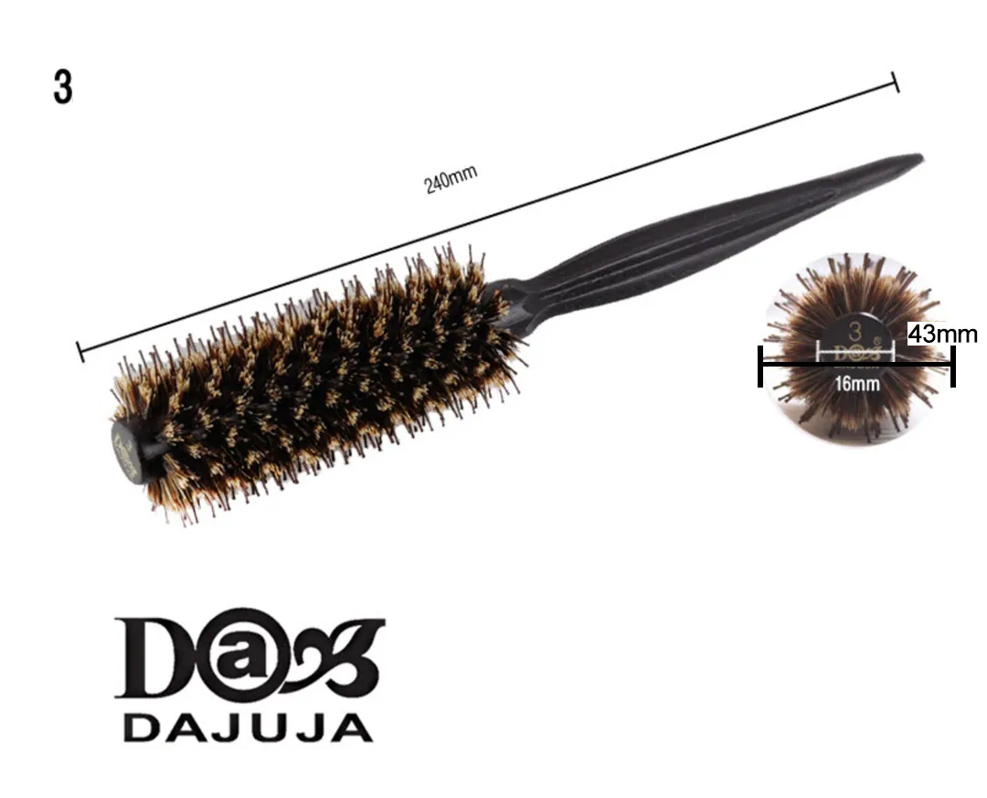 韓國Dajuja三號長短齒豬鬃毛造型圓梳 Round Brush Size 3