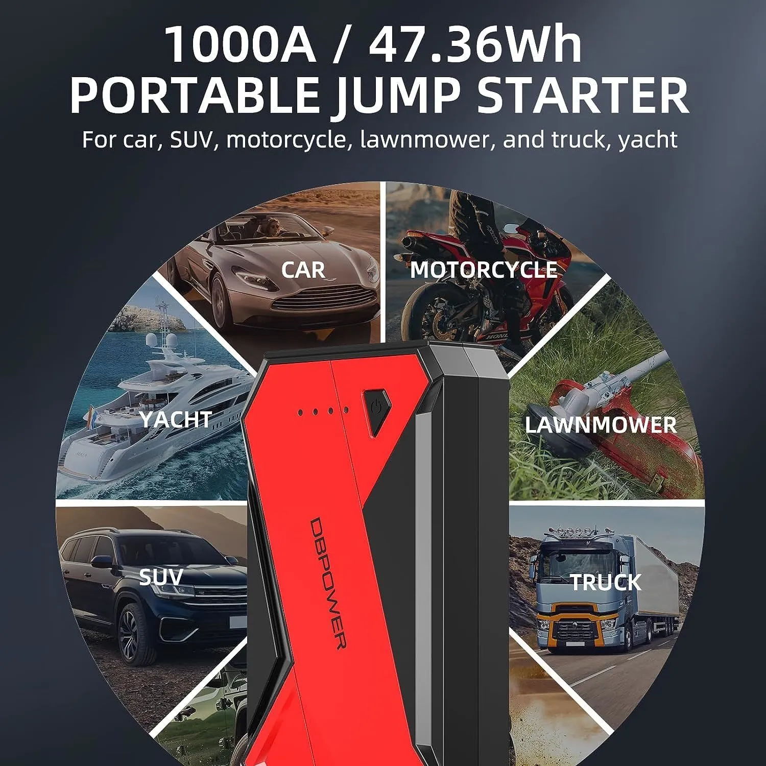 DBPOWER 1000A Portable Car Jump Starter (UP to 7.0L Gas, 5.5L