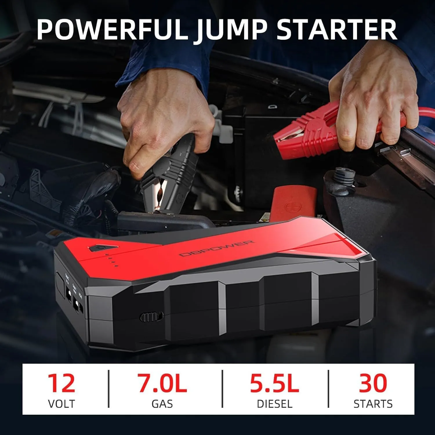 DBPOWER 1000A Portable Car Jump Starter (UP to 7.0L Gas, 5.5L