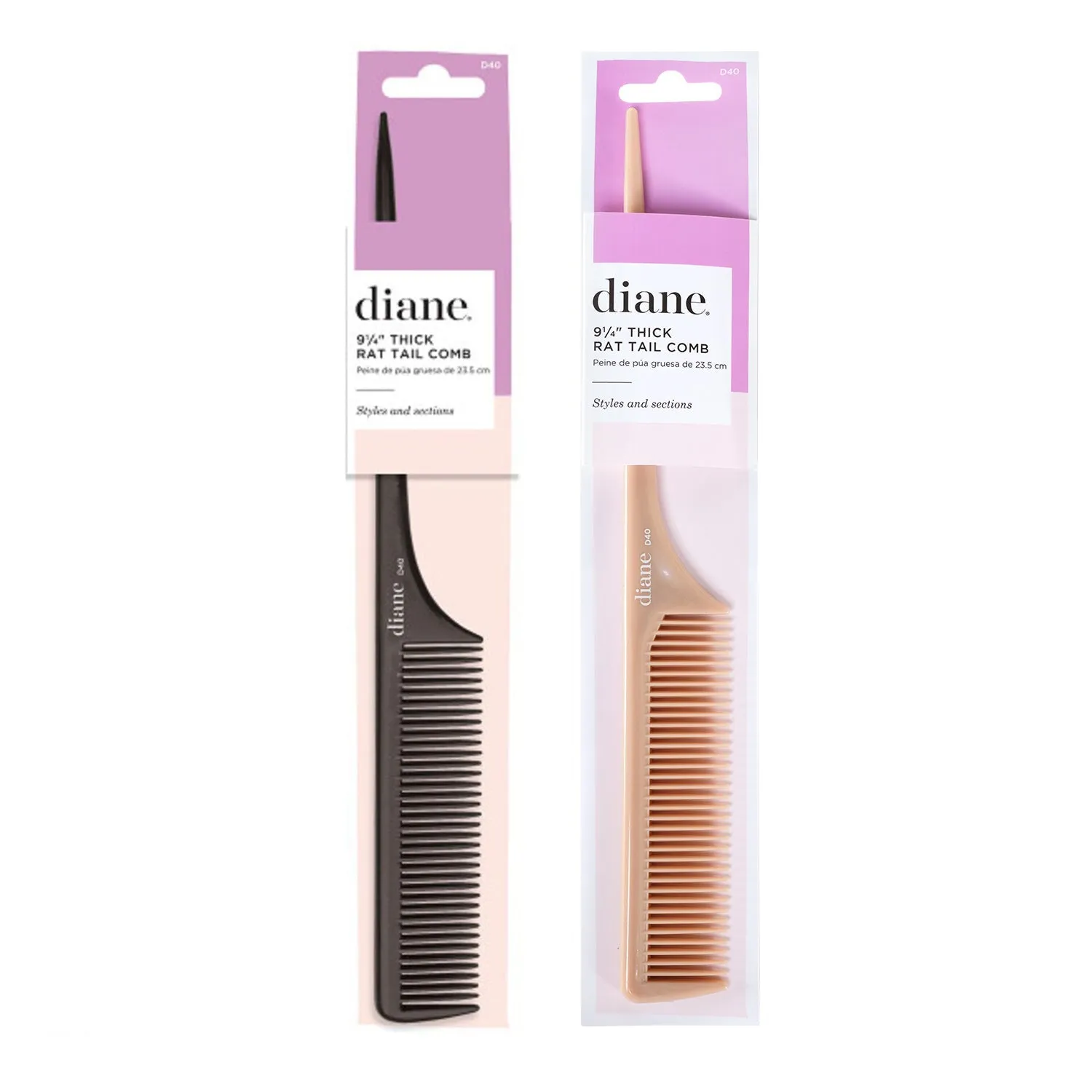 Diane 9 1/4" Thick Rat Tail Comb Assorted