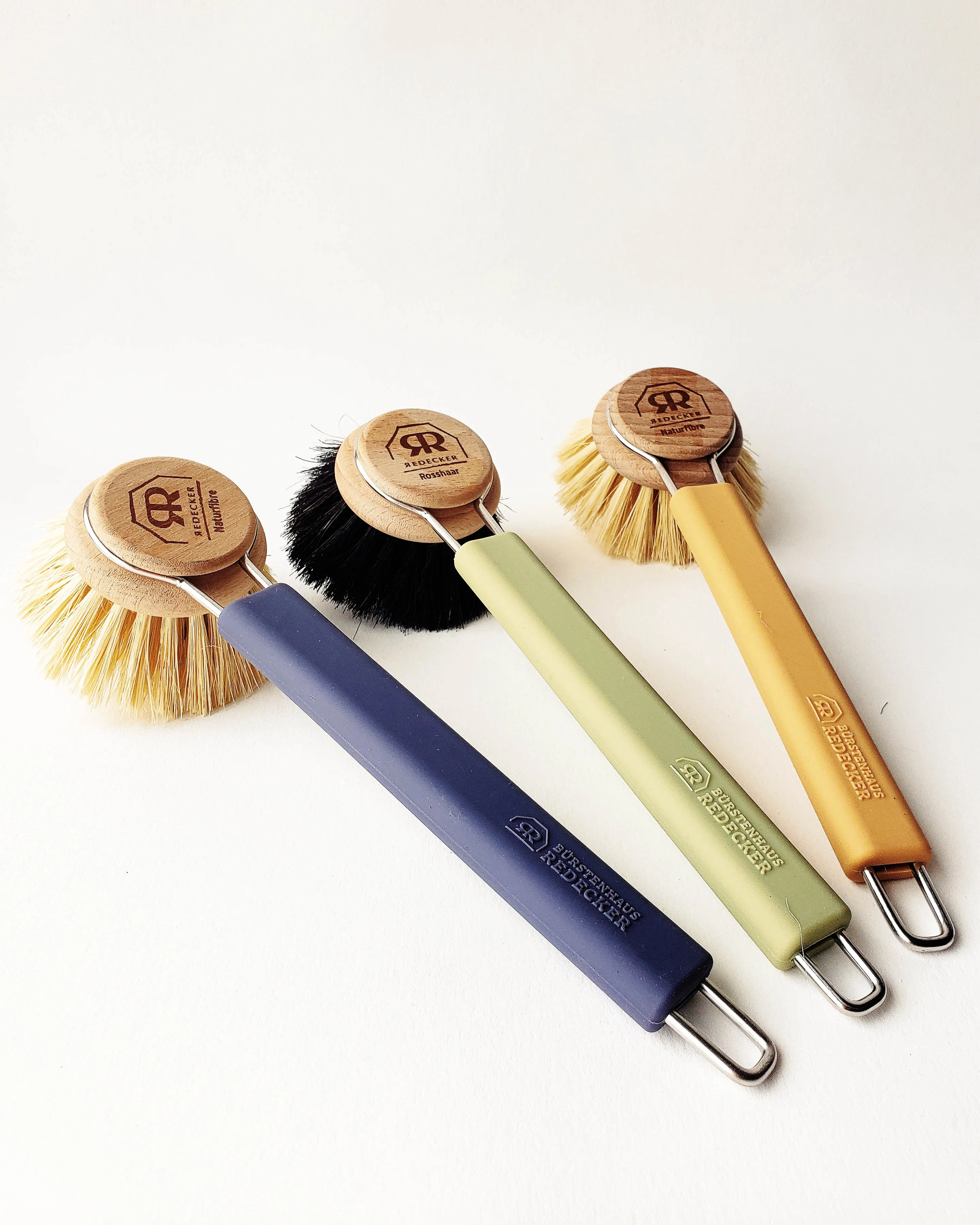 Dish Brush — Silicone   Natural Bristle Head