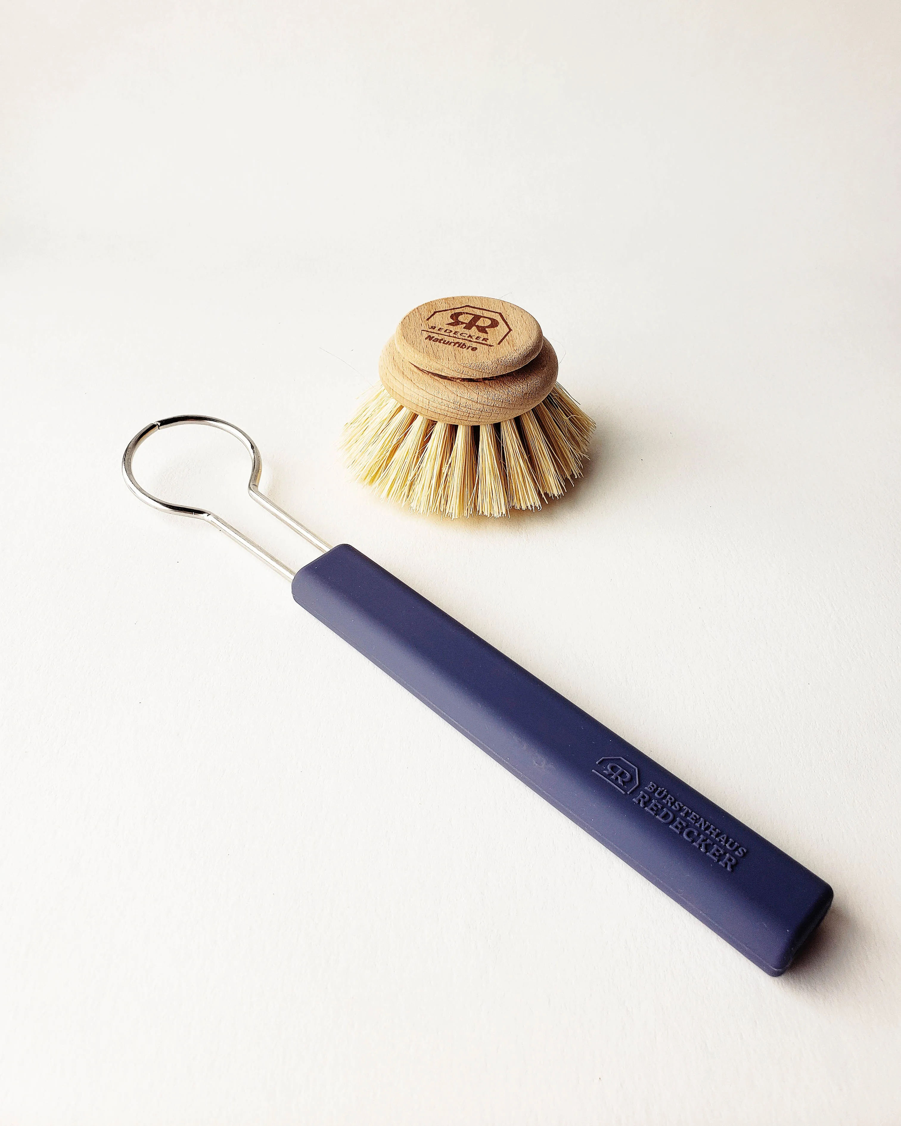 Dish Brush — Silicone   Natural Bristle Head