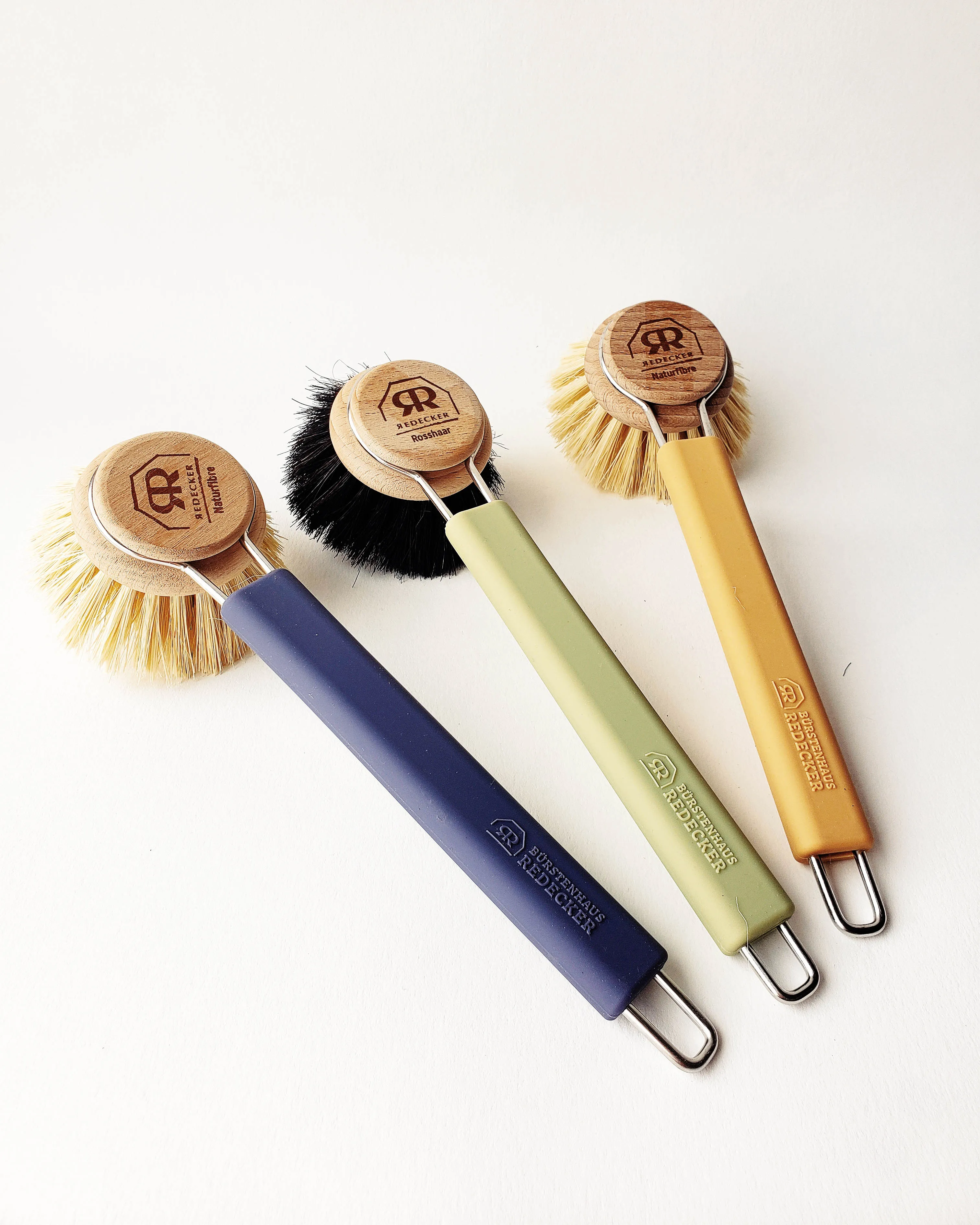 Dish Brush — Silicone   Natural Bristle Head