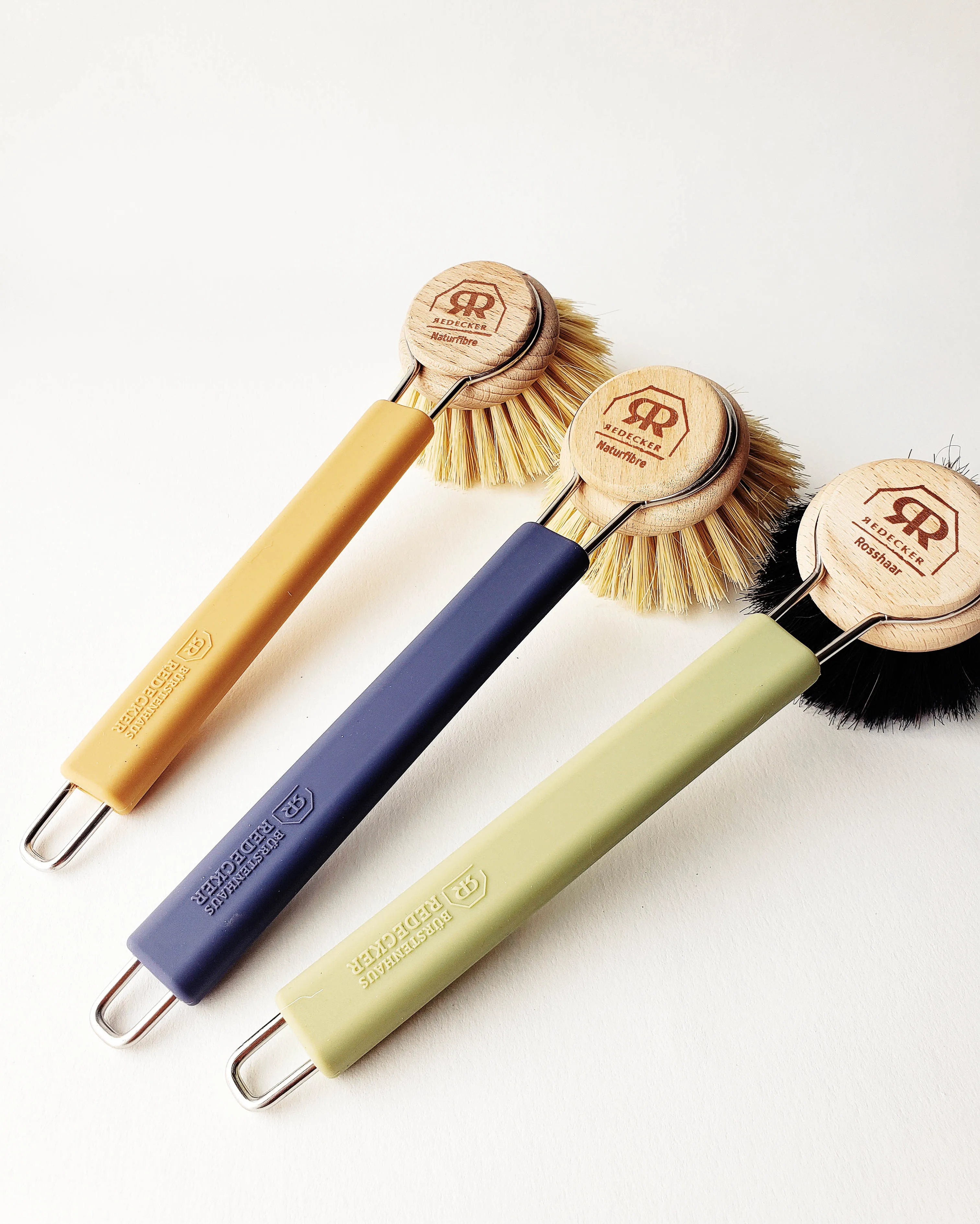 Dish Brush — Silicone   Natural Bristle Head