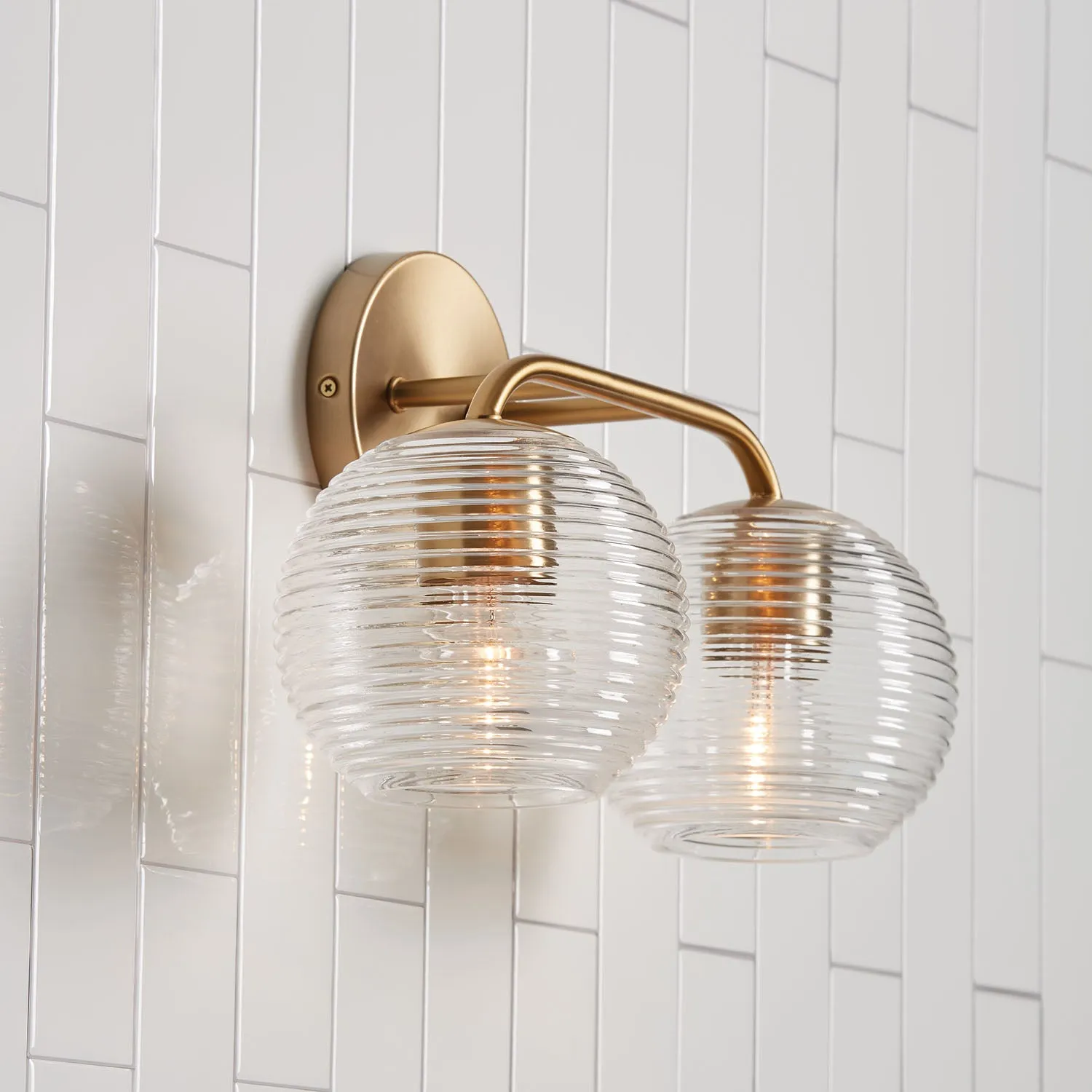 DOLAN 2-LIGHT VANITY, MATTE BRASS