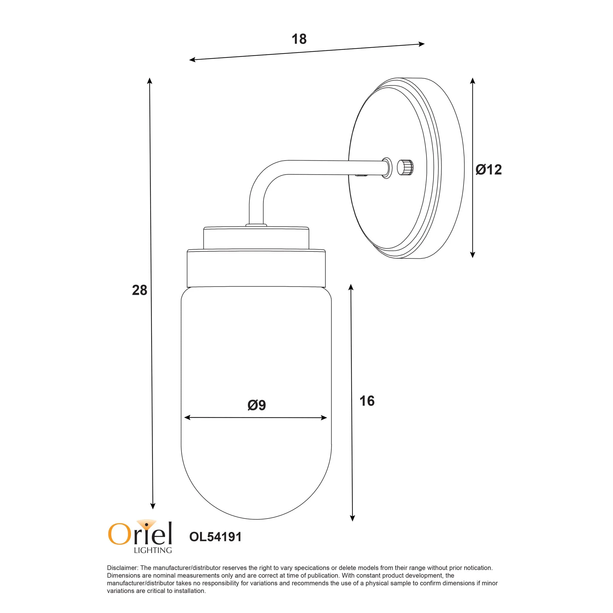 Dunburn Vanity Wall Light Black/Opal