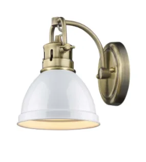 Duncan 1 Light Bath Vanity in Aged Brass with White Shade