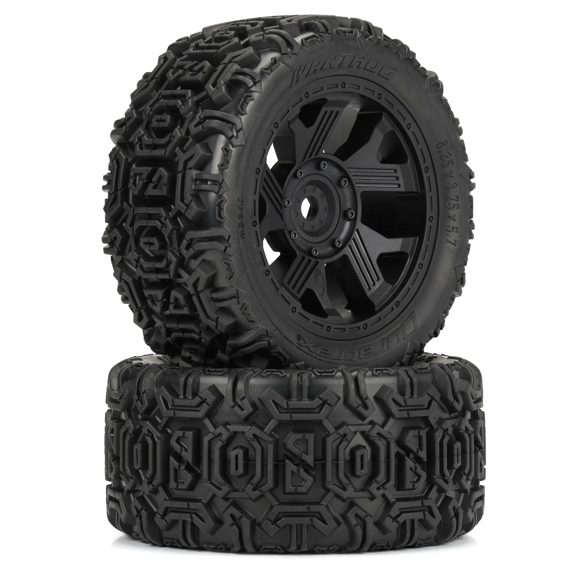Duratrax 1/6 Warthog F/R 5.7" Monster Truck Tires MTD 24mm Black Ripper (2) (DTX564110)