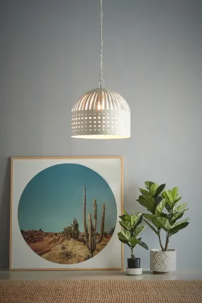 Esch Medium - White - Woven Iron Strips Pendant Light