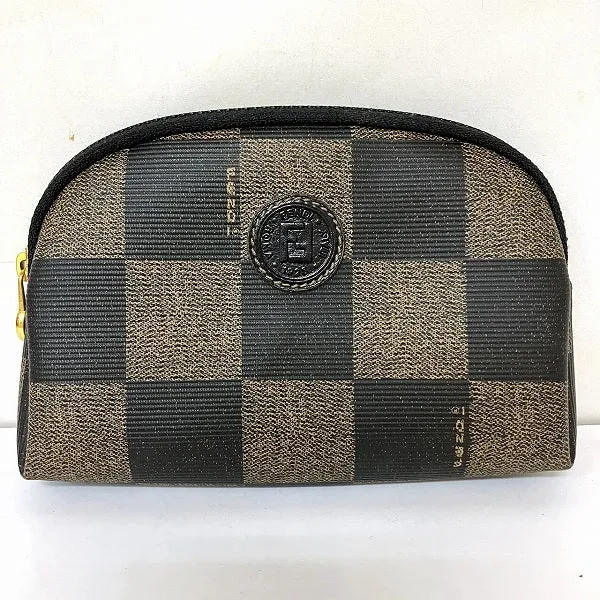 Fendi Khaki Black PVC Pouch