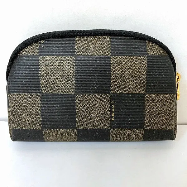 Fendi Khaki Black PVC Pouch