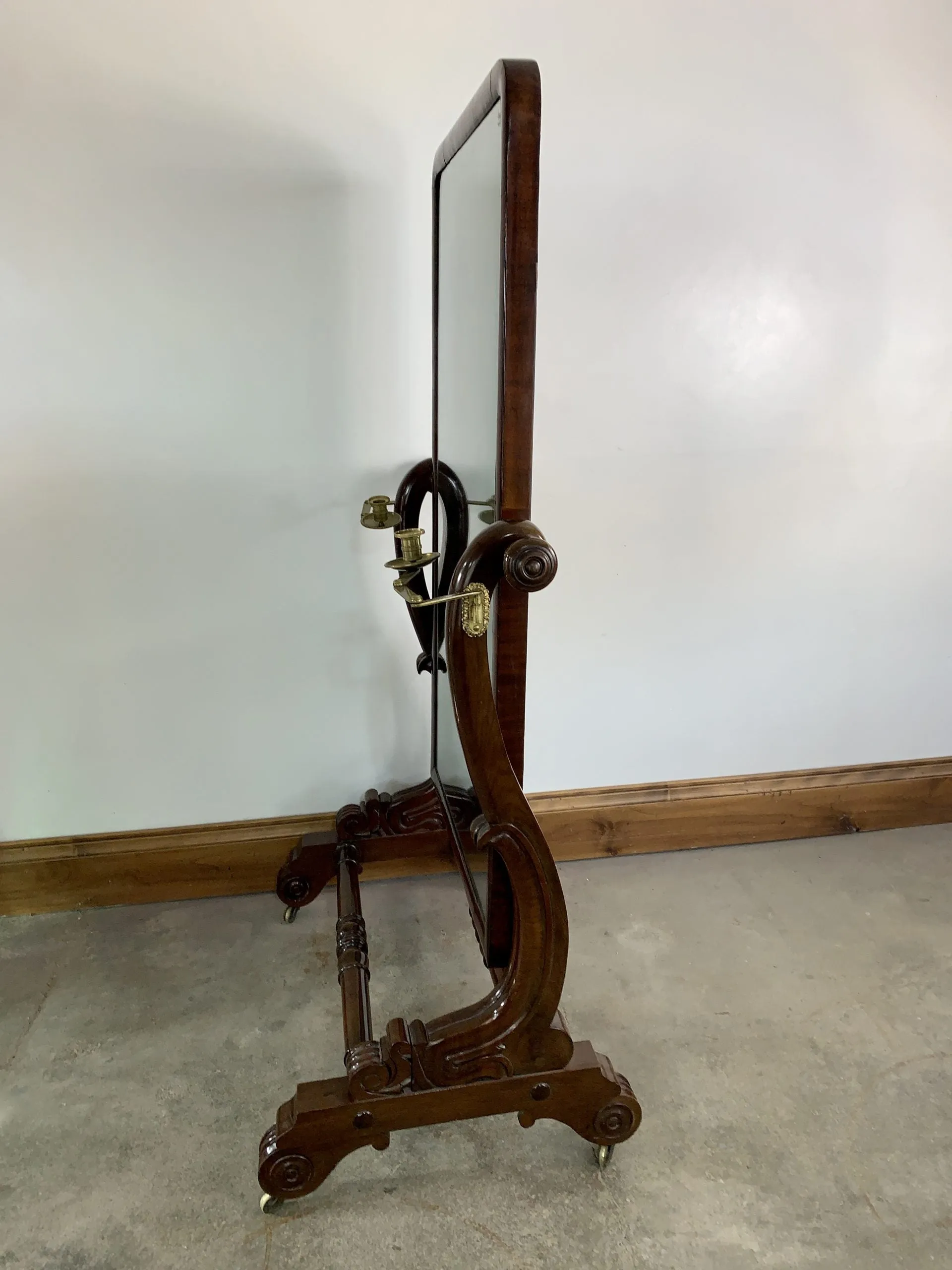 Floor Standing Mirror, Vintage, Mahogany