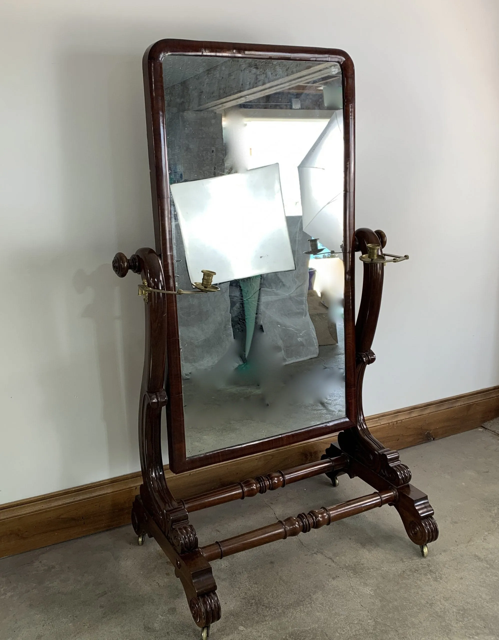 Floor Standing Mirror, Vintage, Mahogany