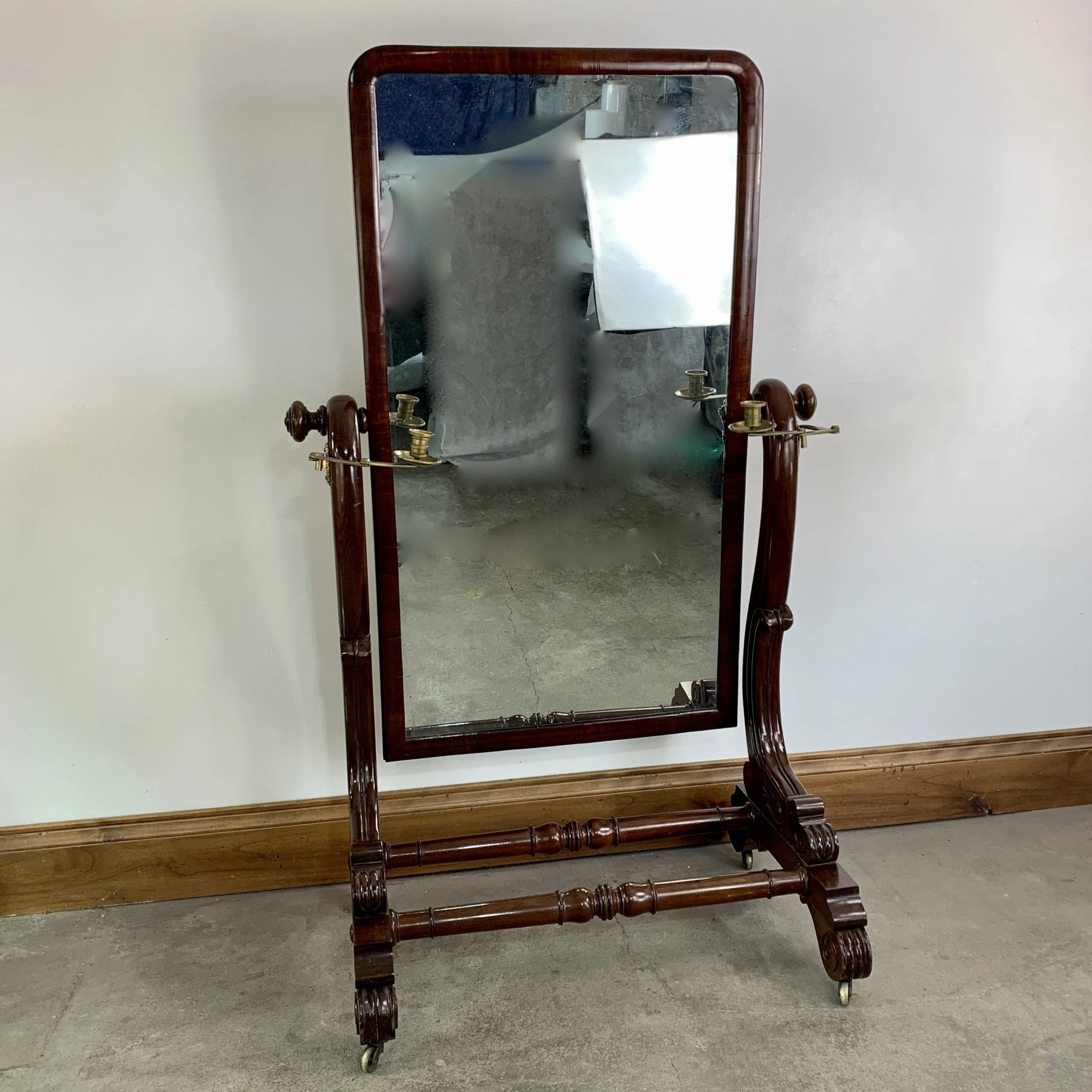 Floor Standing Mirror, Vintage, Mahogany