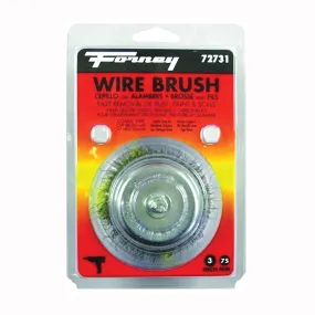 Forney 72731 Wire Cup Brush, 3 in Dia, 0.012 in Dia Bristle, Steel Bristle