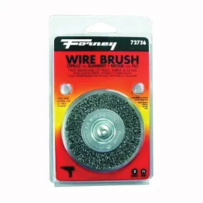 Forney 72736 Wire Wheel Brush, 3 in Dia, 0.008 in Dia Bristle