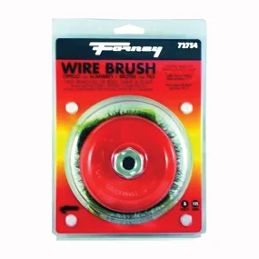 Forney 72754 Wire Cup Brush, 5 in Dia, 5/8-11 Arbor/Shank, 0.014 in Dia Bristle, Carbon Steel Bristle