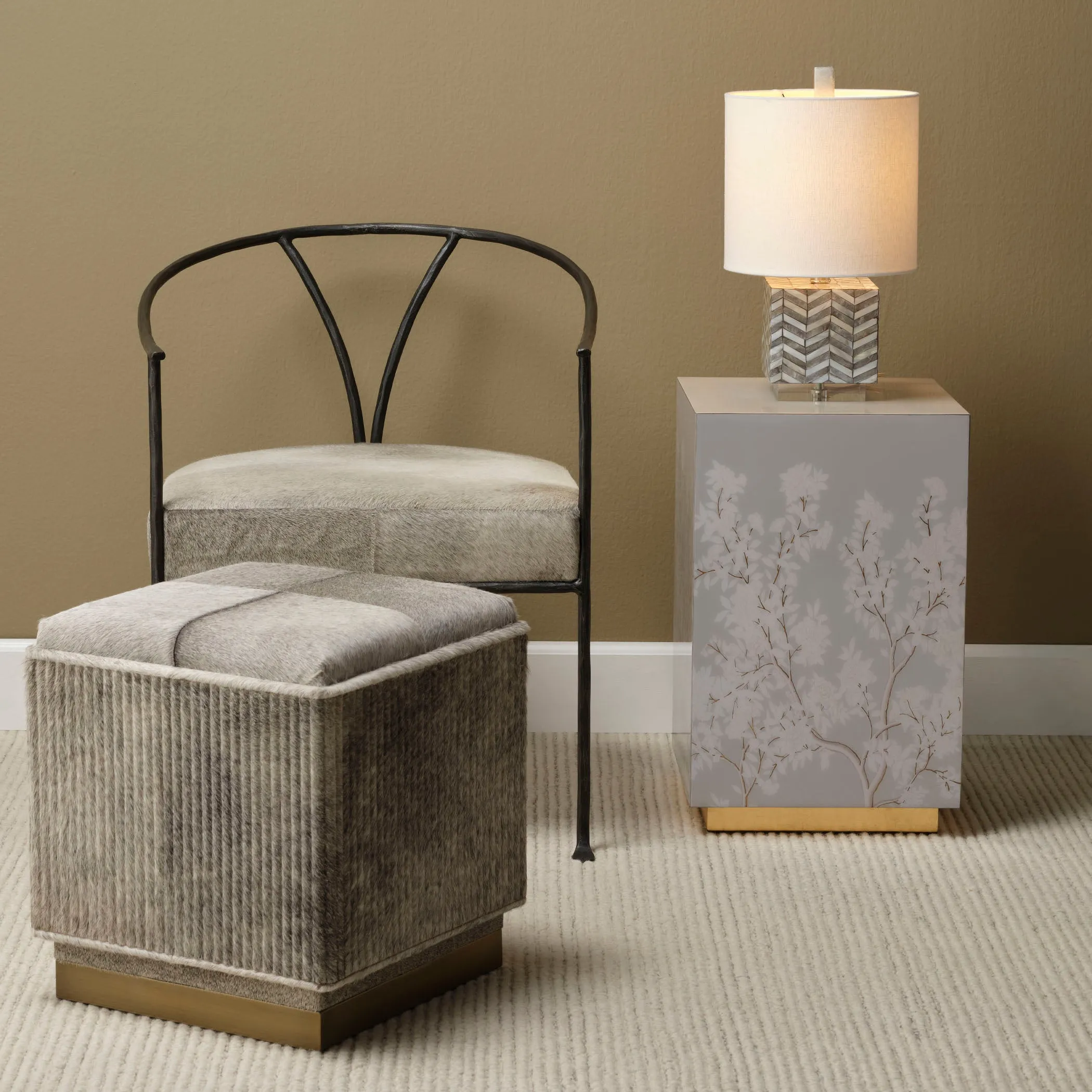 Garbo Mother of Pearl Table Lamp, Grey