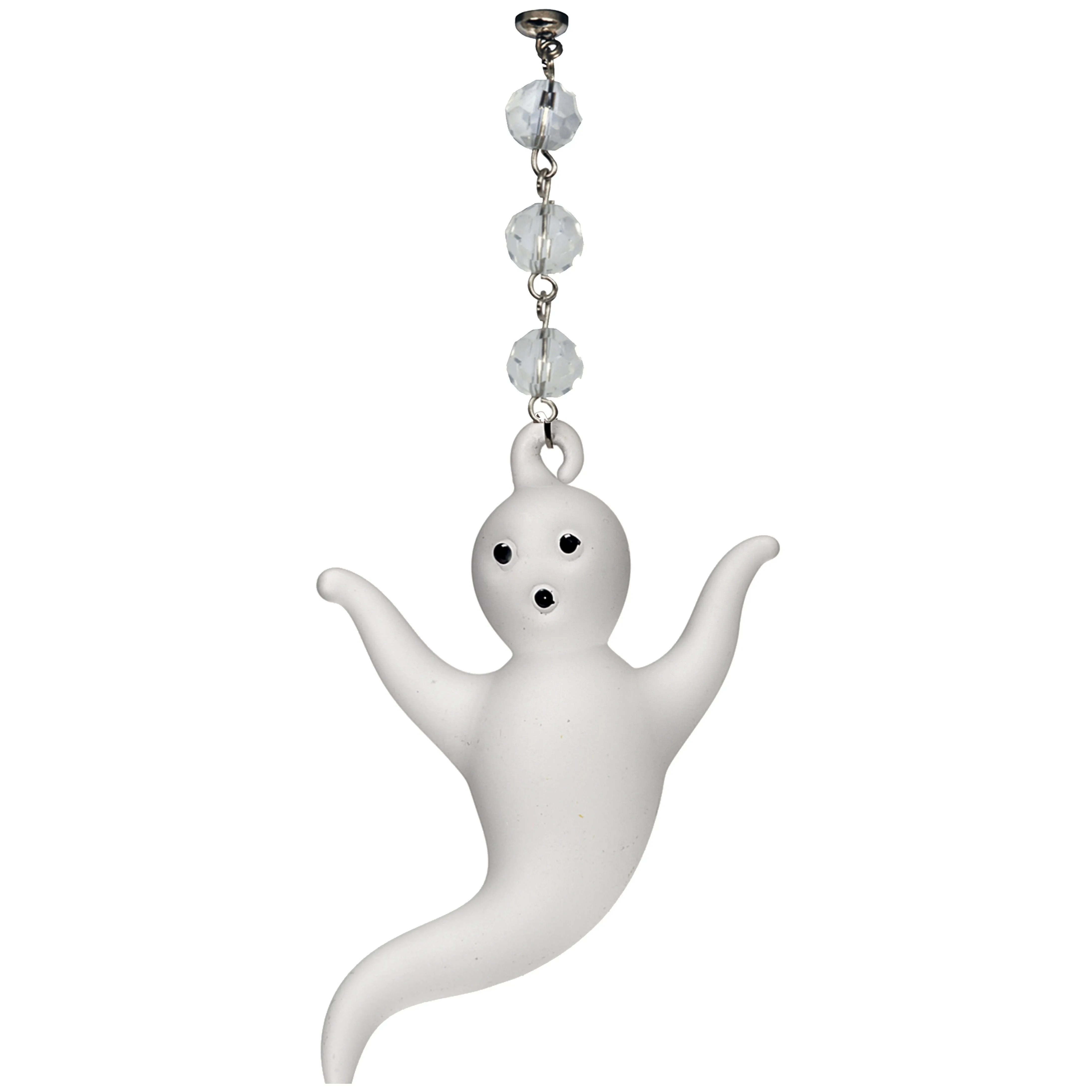 GLASS GHOST (Set/1) OR (Set/3) MAGNETIC HALLOWEEN CHANDELIER ORNAMENT