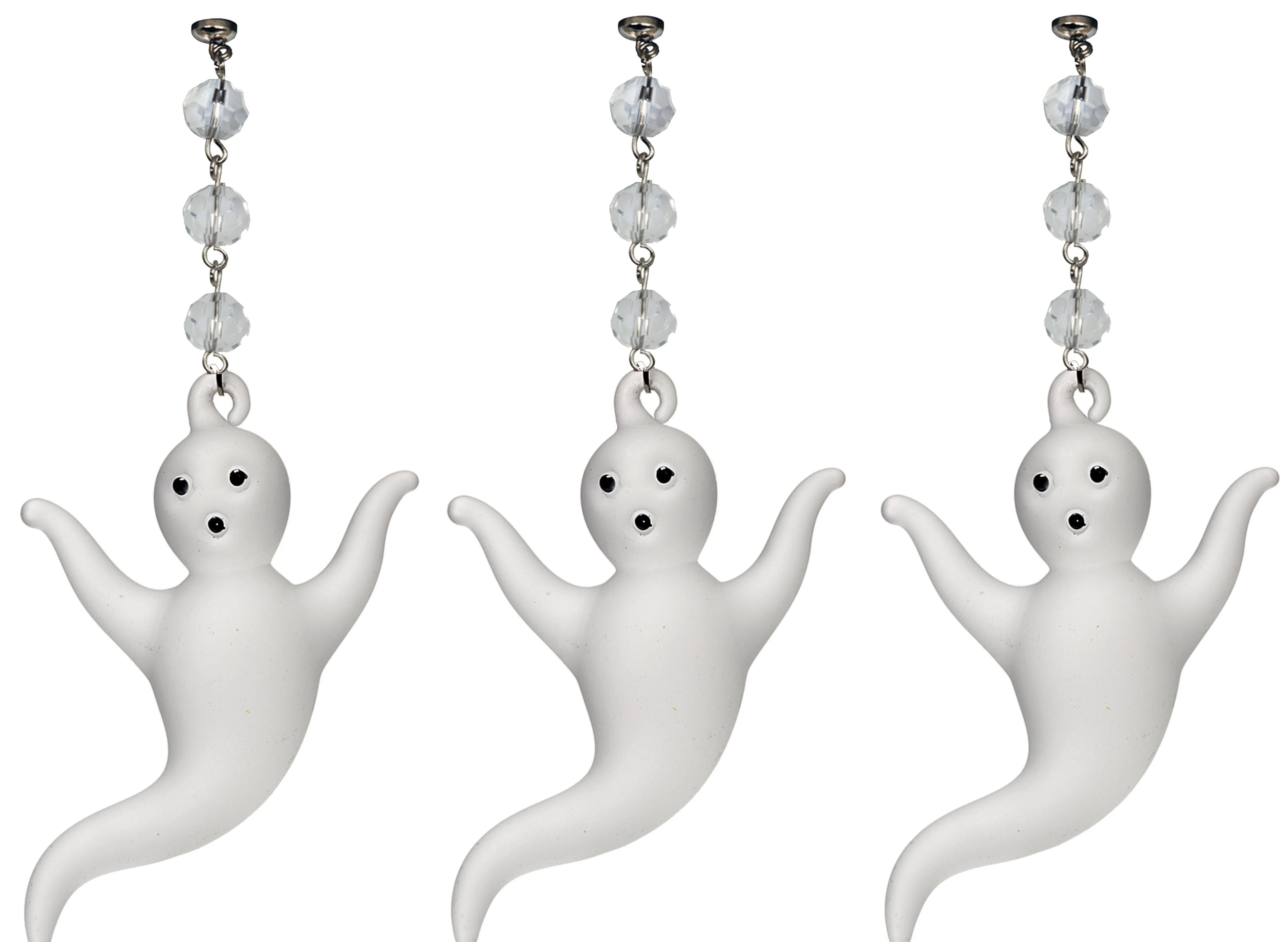 GLASS GHOST (Set/1) OR (Set/3) MAGNETIC HALLOWEEN CHANDELIER ORNAMENT