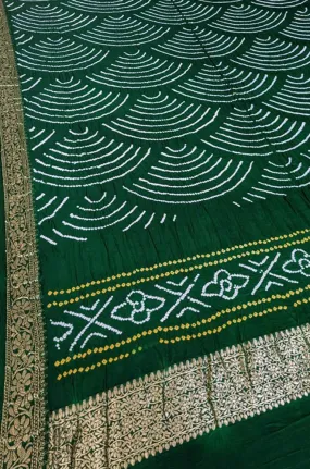 Green Bandhani Pure Gajji Silk Nakshi Bordar Dupatta